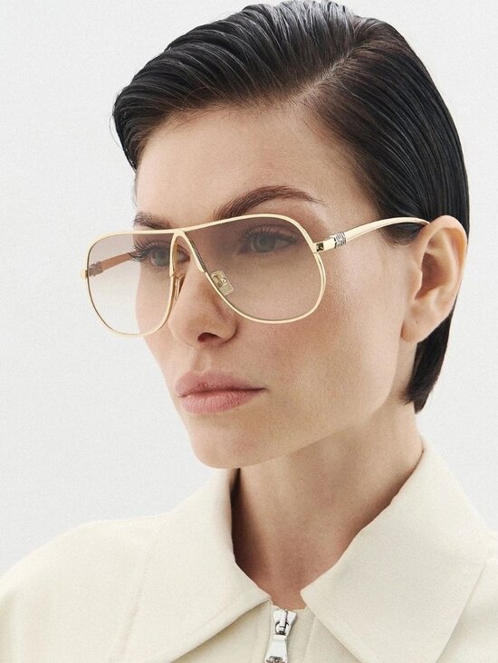 New Miu Miu MU A56S Oversized Gold Brown Sunglasses MUA56S 5AK90L main image 9